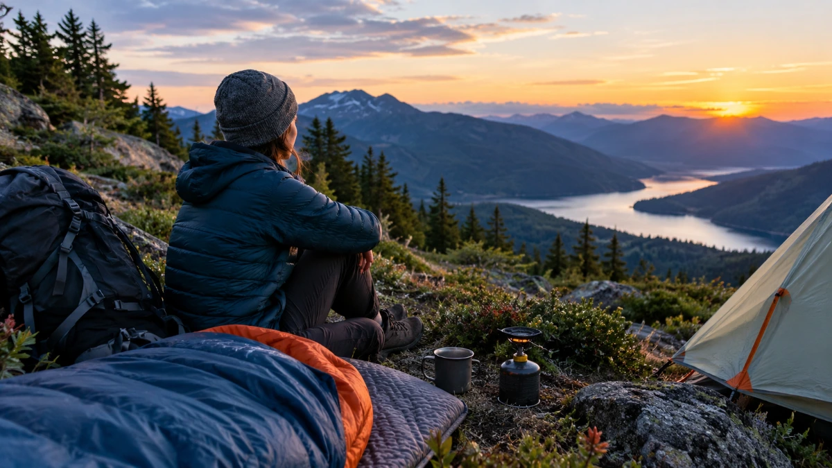 Beginner backpacker preparing for a safe overnight hiking trip
