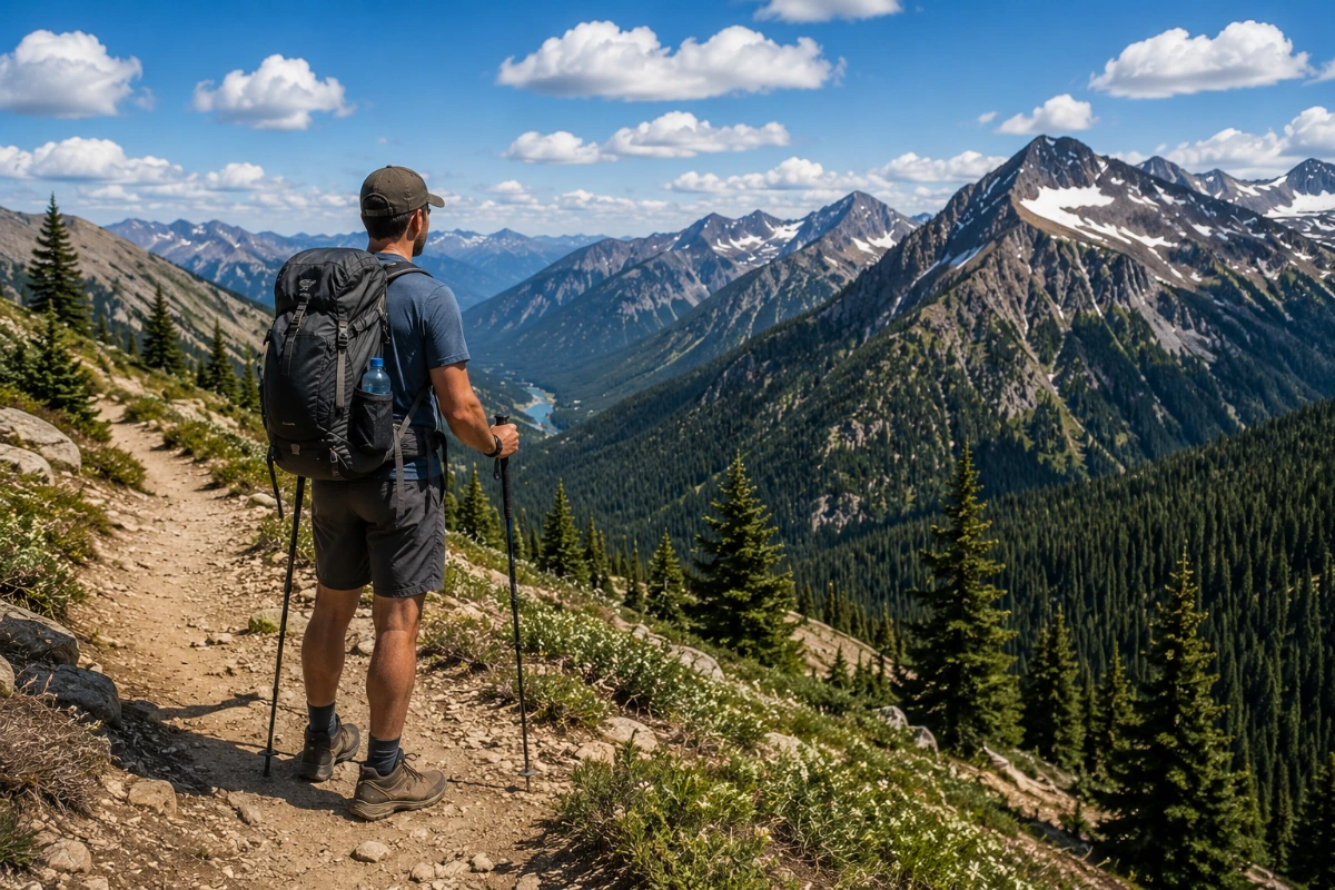 Beginner hiker choosing between day hiking and backpacking